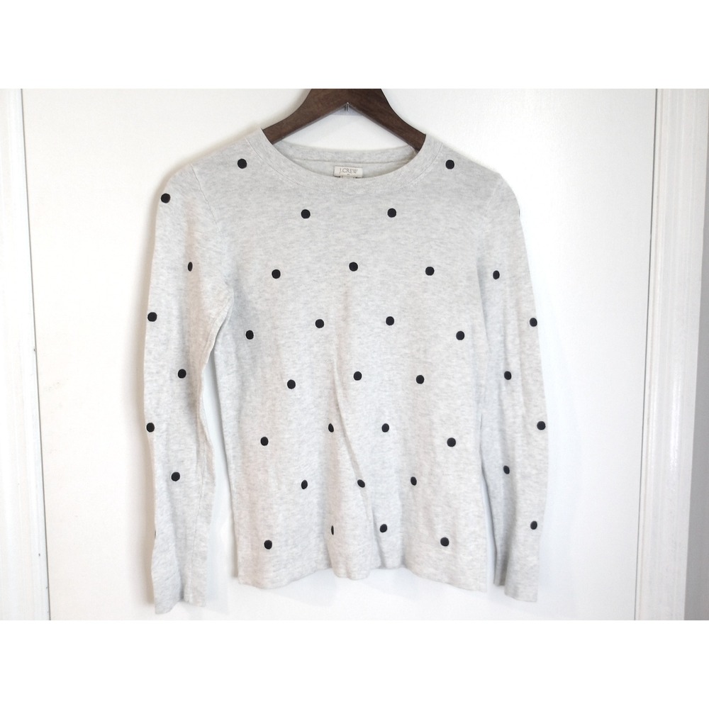 J.Crew Polka Dot Sweater Crewneck Long Sleeve‎ Casual Gray Size XS /#5279